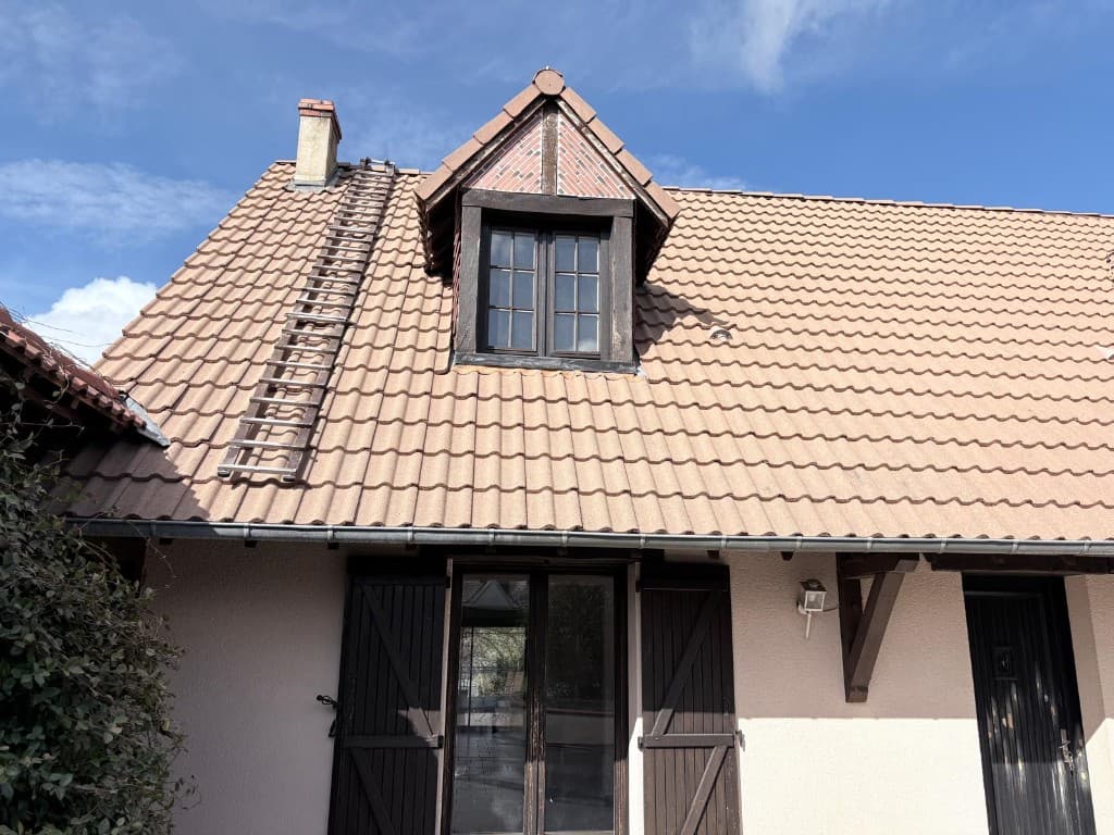 Toiture en tuiles nettoyée après démoussage professionnel à Le Controis-en-Sologne, Loir-et-Cher (41)